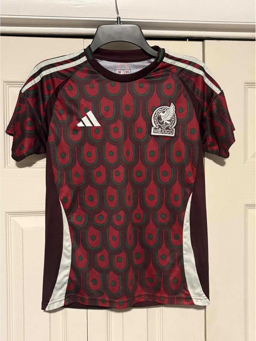 Adidas Mexico 2024 Home Jersey Youth 28 El Tri Soccer Football Eagle Print